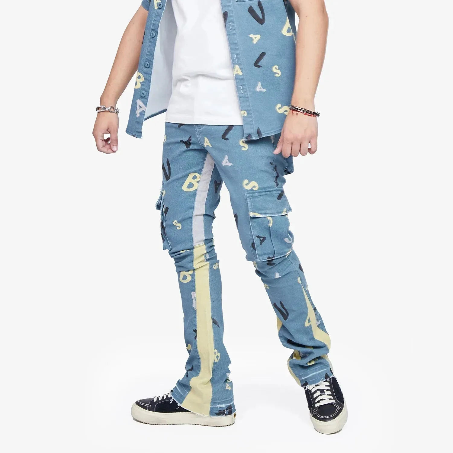 Valabasas Stacked "Puzzled" Denim Jean