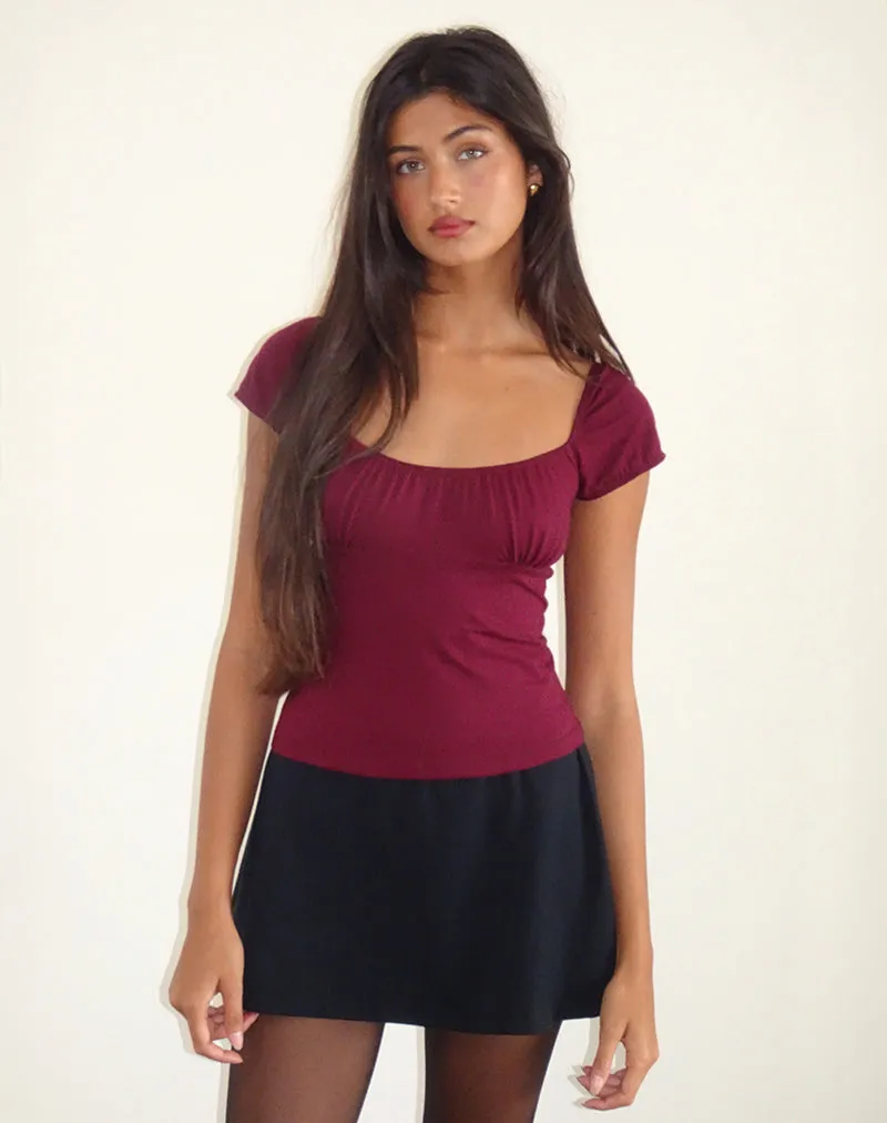 Vardah Top in Burgundy Jersey