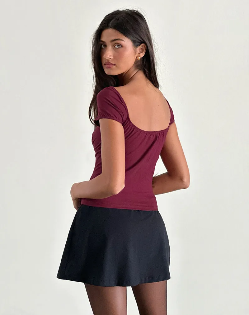 Vardah Top in Burgundy Jersey