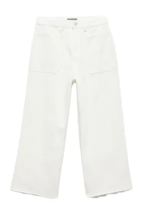 White Crop Wide Pocket Jeans