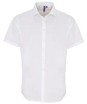 White - Stretch fit cotton poplin short sleeve shirt