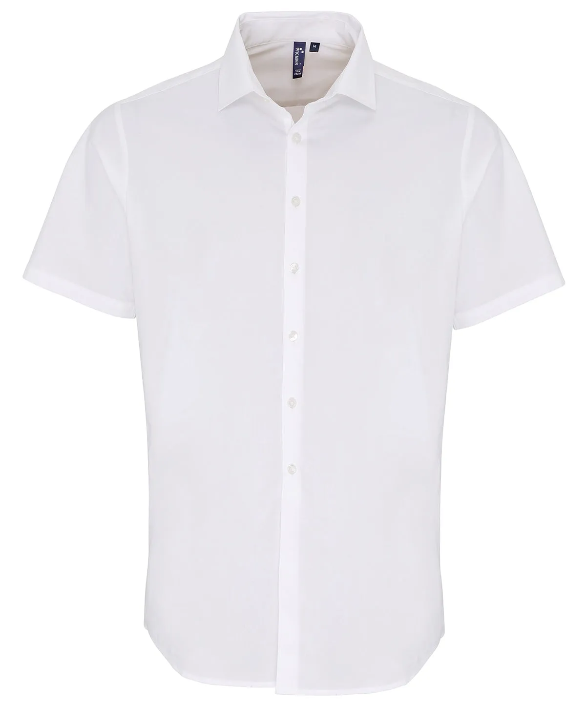 White - Stretch fit cotton poplin short sleeve shirt