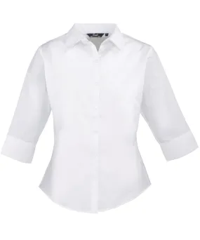 White* - Women's ¾ sleeve poplin blouse