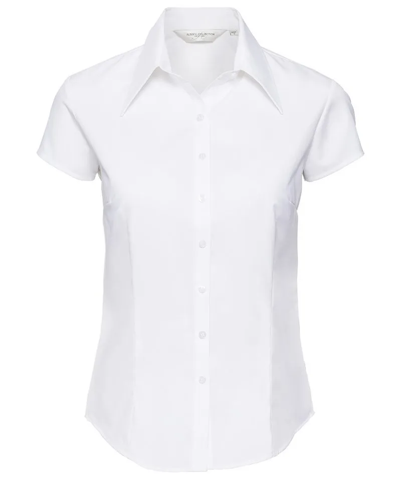 Womens cap sleeve Tencel® fitted shirt | White