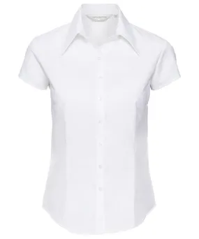 Womens cap sleeve Tencel® fitted shirt | White